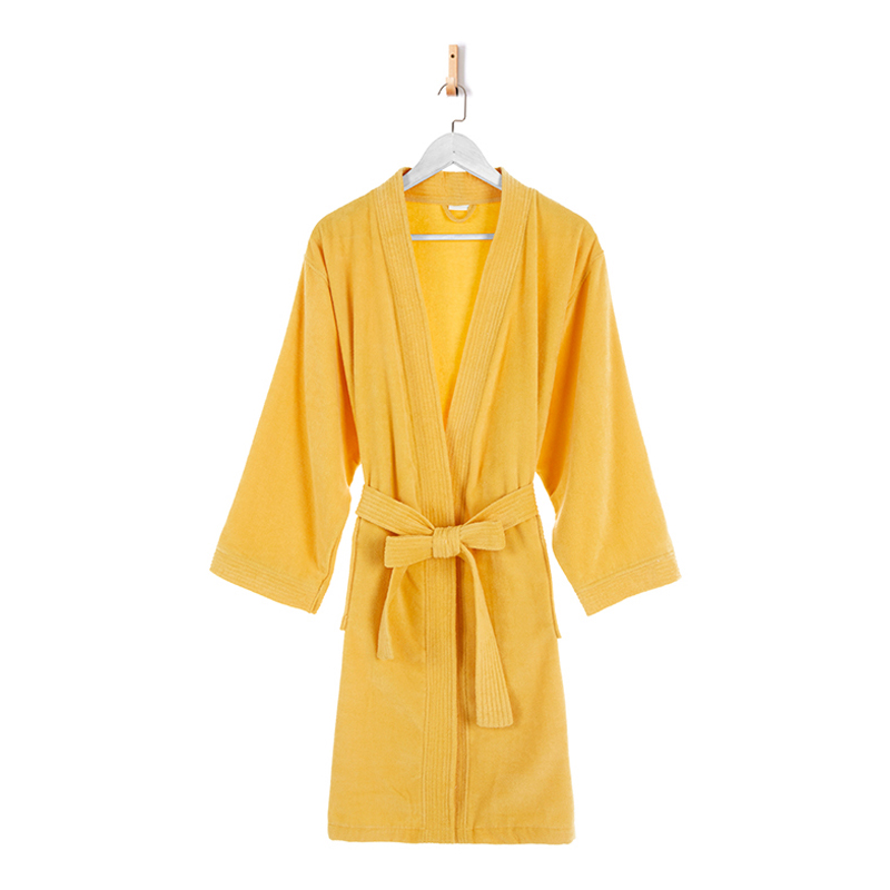 Robes de salle de bain Terry jaune en coton